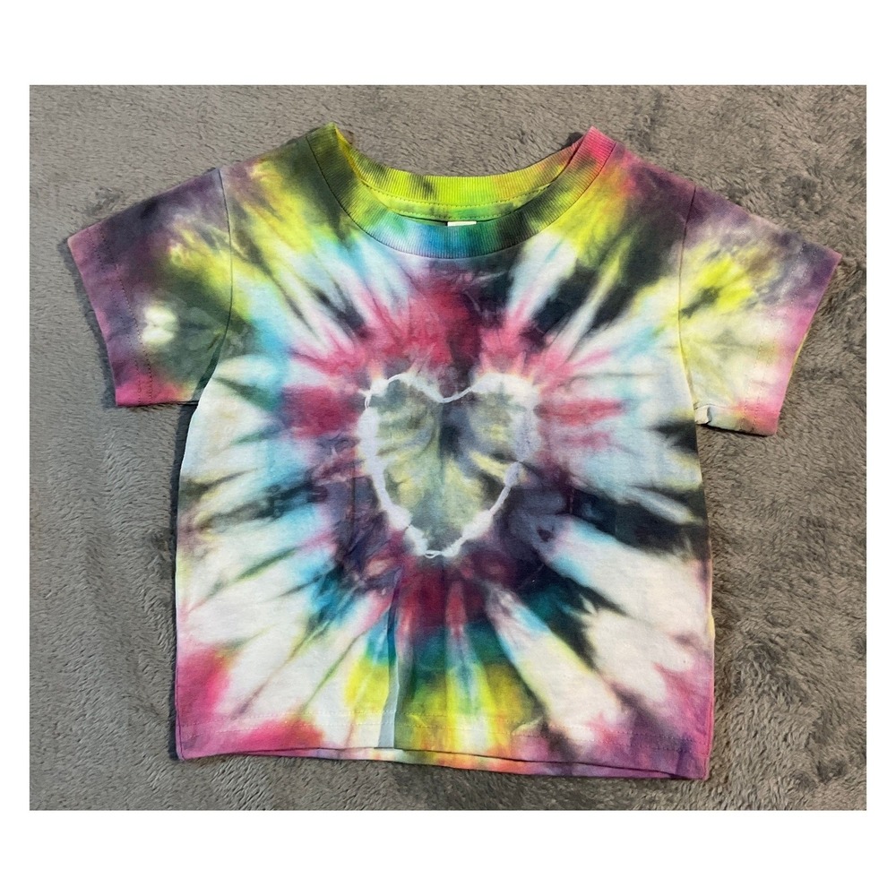 Rabbit Skins Tie Dye Heart T-Shirt Multicolor‎ Size 2